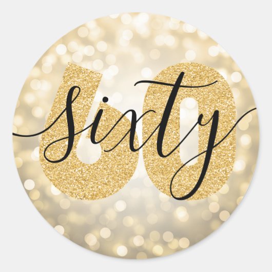 Elegant Modern Gold 60e verjaardag Glitter Ronde Sticker (Voorkant)