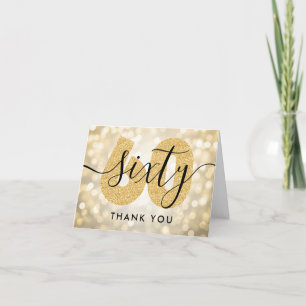 Elegant Modern Gold 60e verjaardag Hartelijk dank Bedankkaart