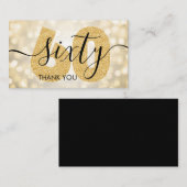 Elegant Modern Gold 60e verjaardag Hartelijk dank Visitekaartje (Voorkant / Achterkant)