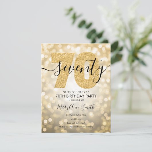 Elegant modern Gold 70e verjaardag Kaart (Staand voorkant)