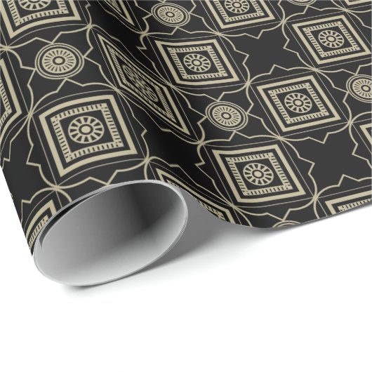 Elegant modern Gold Art Deco Squares Tegels Patroo Cadeaupapier (Rol Hoek)