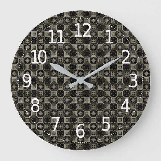 Elegant modern Gold Art Deco Squares Tegels Patroo Grote Klok (Voorkant)