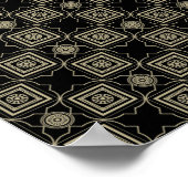 Elegant modern Gold Art Deco Squares Tegels Patroo Poster (Hoek)