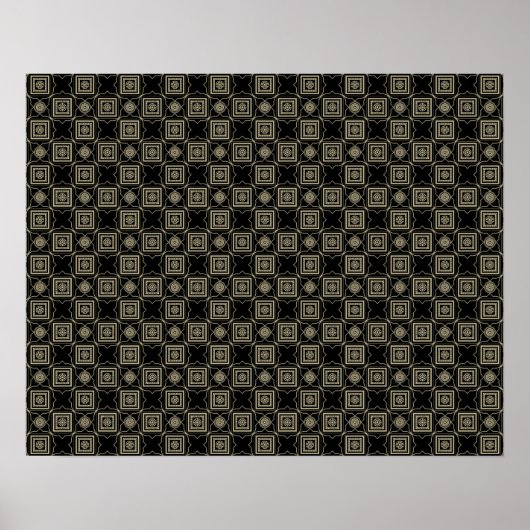 Elegant modern Gold Art Deco Squares Tegels Patroo Poster (Voorkant)