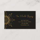 Elegant Modern Gold Black Bohemian Mandala Visitekaartje (Achterkant)