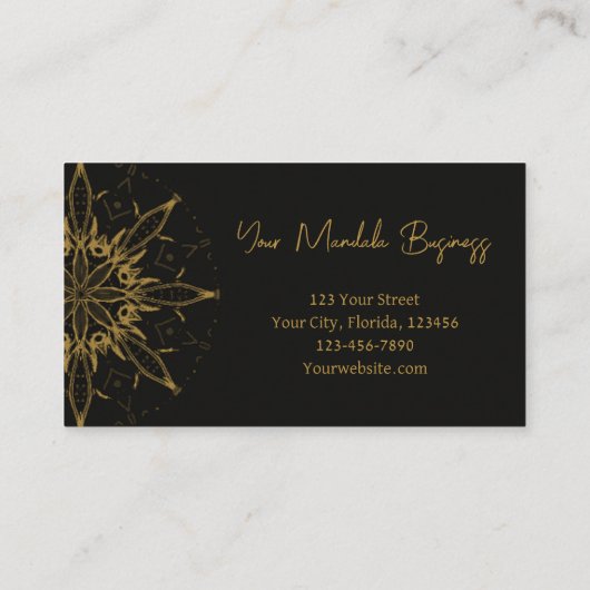 Elegant Modern Gold Black Bohemian Mandala Visitekaartje (Achterkant)
