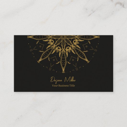 Elegant Modern Gold Black Bohemian Mandala Visitekaartje (Voorkant)