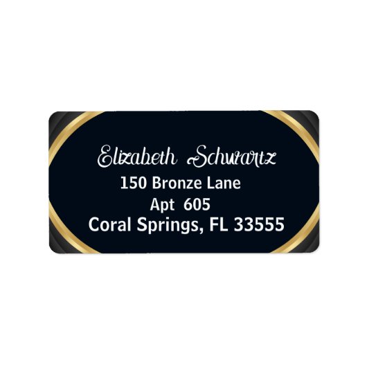 Elegant Modern Gold Black en White Calligraphy L Etiket (Voorkant)