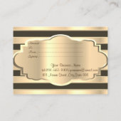Elegant Modern Gold Black Stripes, Gold Lijst Kortingskaartje (Achterkant)