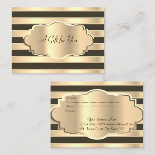 Elegant Modern Gold Black Stripes, Gold Lijst Kortingskaartje (Voorkant / Achterkant)