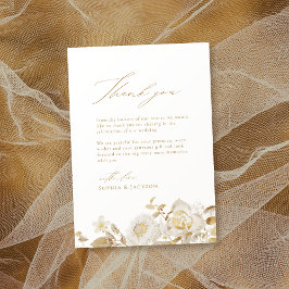 Elegant Modern Gold Botanical Floral Bedankkaart