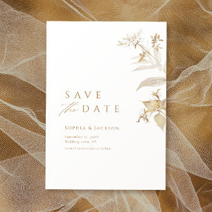 Elegant modern Gold Botanical Floral bewaar de dat Save The Date