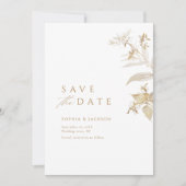 Elegant modern Gold Botanical Floral bewaar de dat Save The Date (Voorkant)