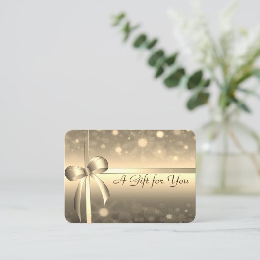 Elegant Modern Gold Bow Shiny Kortingskaartje (Staand voorkant)