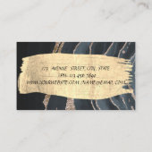 Elegant Modern Gold Brush Stroke Black marble Visitekaartje (Achterkant)