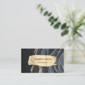 Elegant Modern Gold Brush Stroke Black marble Visitekaartje (Staand voorkant)
