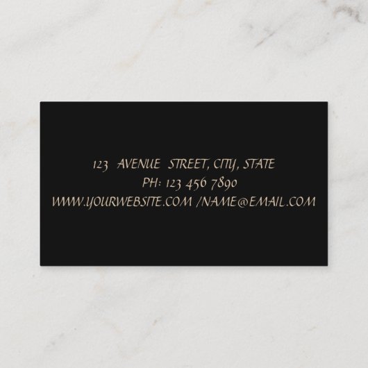 Elegant Modern Gold Brush Stroke Geometric, Black Visitekaartje (Achterkant)