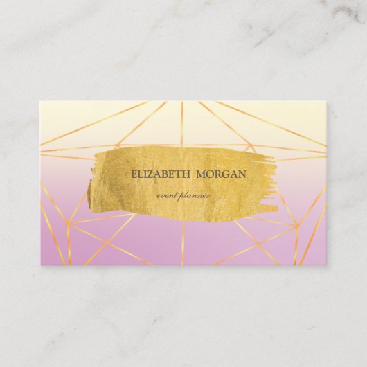 Elegant Modern Gold Brush Stroke Geometric, Ombre Visitekaartje (Voorkant)