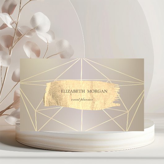 Elegant Modern Gold Brush Stroke Geometric Visitekaartje