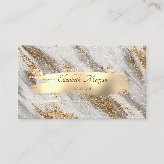 Elegant Modern, Gold Brush Stroke, Gold Glitter Visitekaartje (Voorkant)