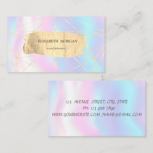 Elegant Modern Gold Brush Stroke, Lijnen, holograf Visitekaartje (Voorkant / Achterkant)