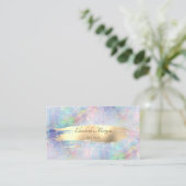 Elegant Modern, Gold Brush Stroke Opal Visitekaartje (Staand voorkant)