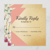 Elegant Modern Gold Brush Wedding RSVP Kaart (Voorkant / Achterkant)