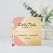 Elegant Modern Gold Brush Wedding RSVP Kaart (Staand voorkant)