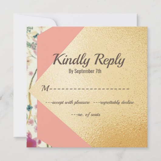 Elegant Modern Gold Brush Wedding RSVP Kaart (Voorkant)