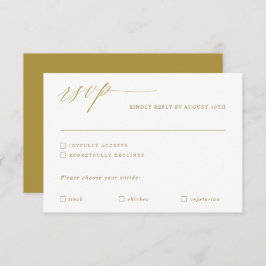 Elegant modern Gold Calligraphy Wedding RSVP Kaartje
