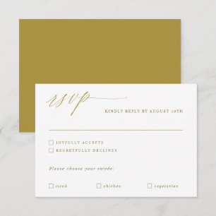 Elegant modern Gold Calligraphy Wedding RSVP Kaartje
