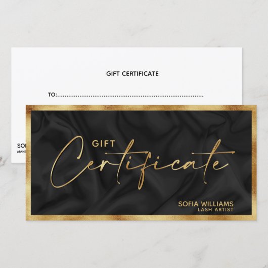 Elegant modern Gold Certificate Cadeaukaart (Voorkant / Achterkant)