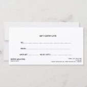 Elegant modern Gold Certificate Cadeaukaart (Achterkant)