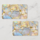 Elegant Modern Gold Circle Opal Stone Visitekaartje (Voorkant / Achterkant)