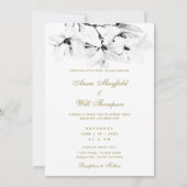 Elegant modern Gold Classic White Magnolia Wedding Kaart (Voorkant)