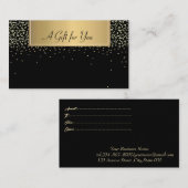Elegant Modern, Gold Confetti Black Kortingskaartje (Voorkant / Achterkant)