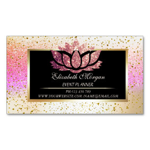 Elegant Modern Gold Confetti, Bokeh Lijst Lotus Magnetisch Visitekaartje