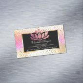 Elegant Modern Gold Confetti, Bokeh Lijst Lotus Magnetisch Visitekaartje (Voorbeeld)