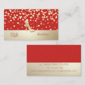 Elegant, modern, Gold Confetti, hoge hiel, rood Visitekaartje (Voorkant / Achterkant)