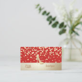 Elegant, modern, Gold Confetti, hoge hiel, rood Visitekaartje (Staand voorkant)