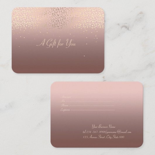 Elegant Modern Gold Confetti Kortingskaartje (Voorkant / Achterkant)