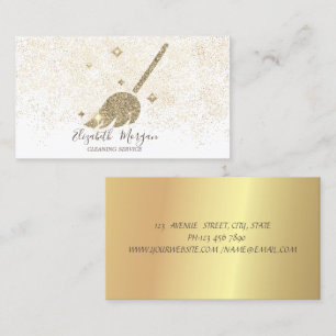 Elegant modern Gold Confetti Maid Cleaning House Visitekaartje