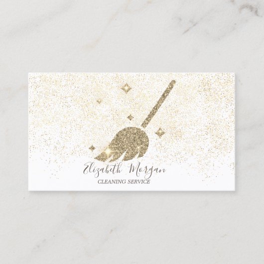 Elegant modern Gold Confetti Maid Cleaning House Visitekaartje (Voorkant)