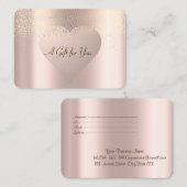 Elegant Modern Gold Confetti, Roos Gold Heart Kortingskaartje (Voorkant / Achterkant)