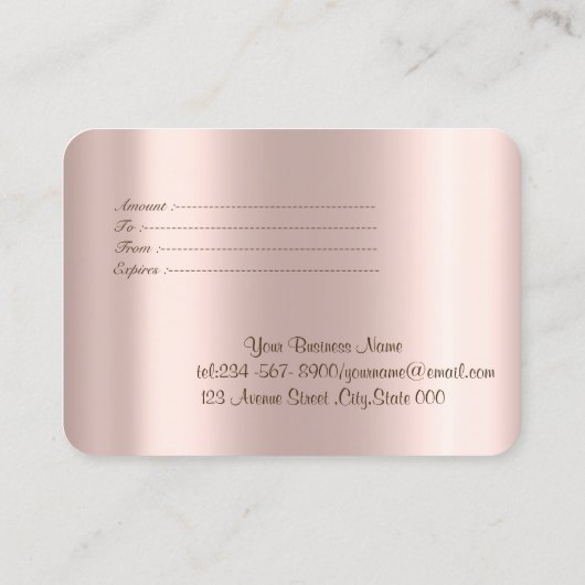 Elegant Modern Gold Confetti, Roos Gold Heart Kortingskaartje (Achterkant)