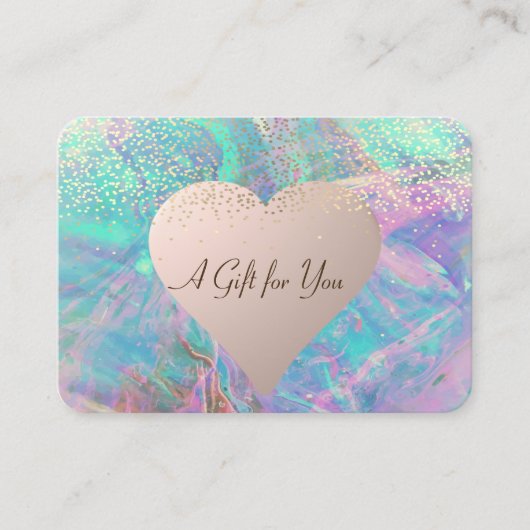 Elegant Modern Gold Confetti, Roos Gold Heart Opal Kortingskaartje (Voorkant)