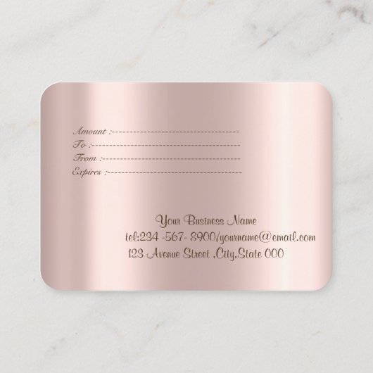 Elegant Modern Gold Confetti, Roos Gold Heart Opal Kortingskaartje (Achterkant)