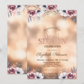 Elegant Modern Gold Confetti, Rozen Sweet 16 Kaart (Voorkant / Achterkant)