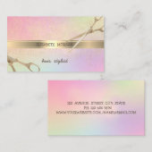 Elegant Modern Gold Confetti, Scissors Holographic Visitekaartje (Voorkant / Achterkant)