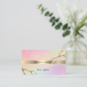 Elegant Modern Gold Confetti, Scissors Holographic Visitekaartje (Staand voorkant)